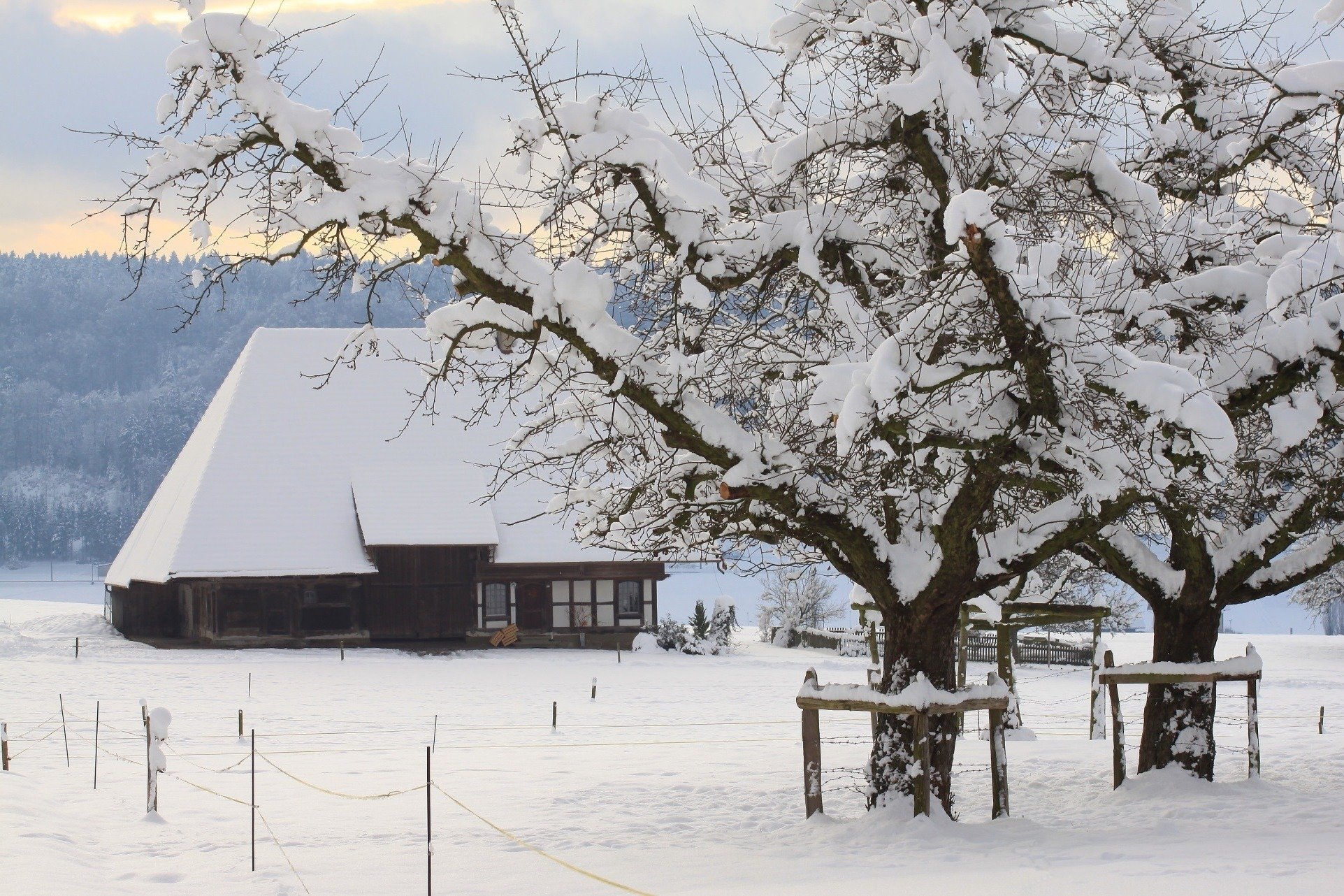 В окрестностях города местами еще лежит снег. Домик в снегу. Деревня зимой. Зима домик деревья снег. Заснеженные крыши деревенских домов.