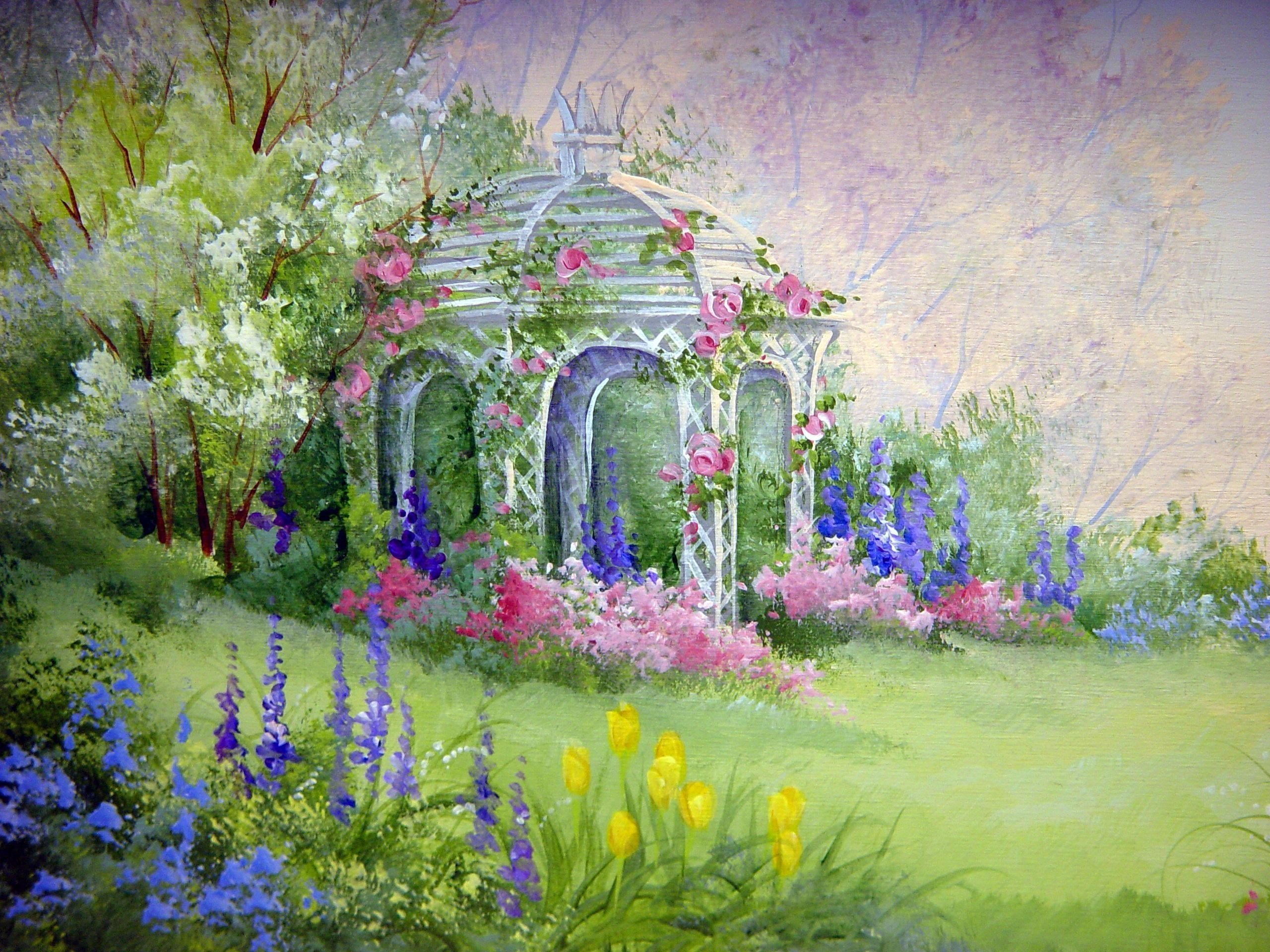 Сад Кавати Фудзи. Беседка в цветах. Сказочная беседка в саду. Сказочный пейзаж. Сказочная беседка